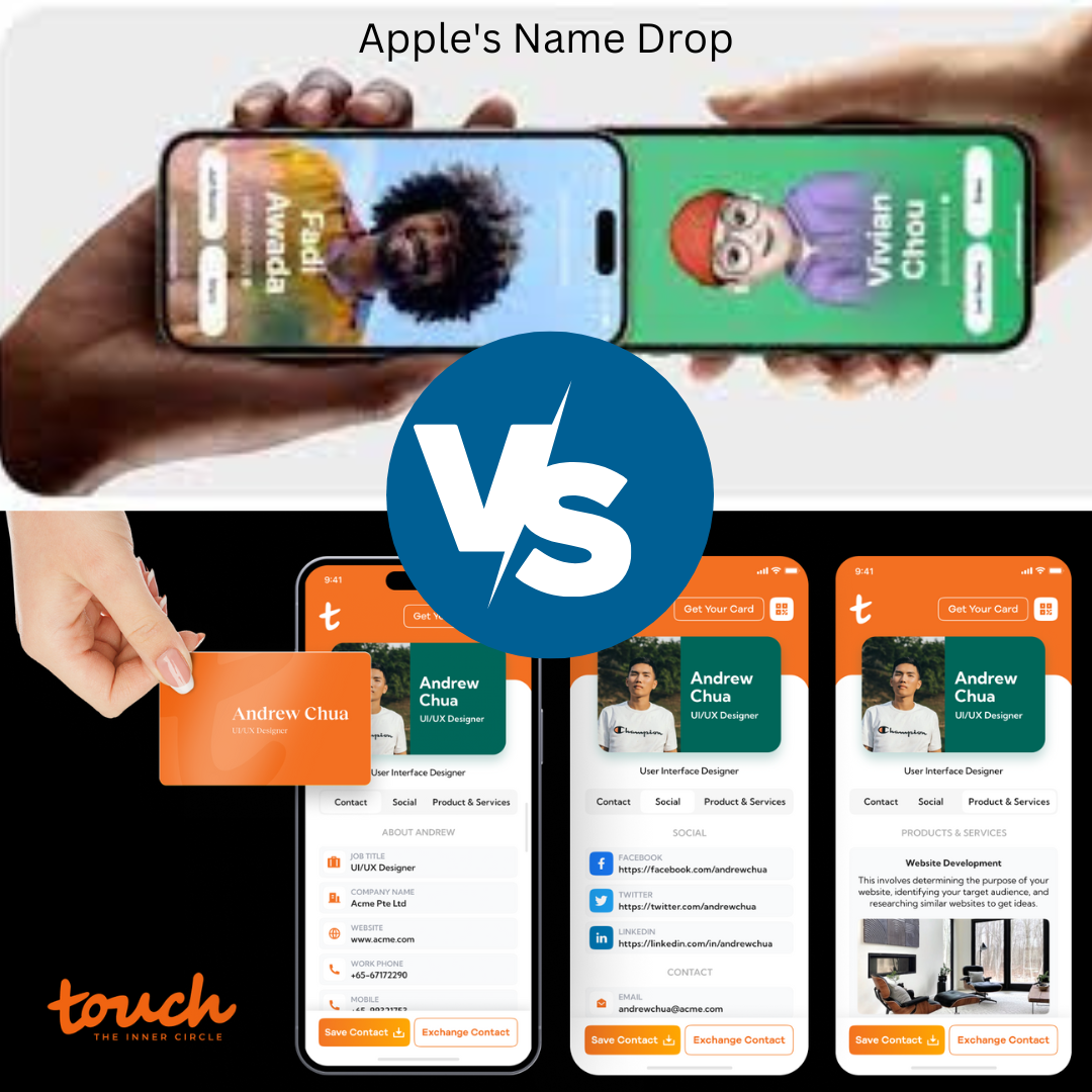 Name Drop Example Redefining Networking: Apple's Name Drop Vs Touch Digital Name Cards